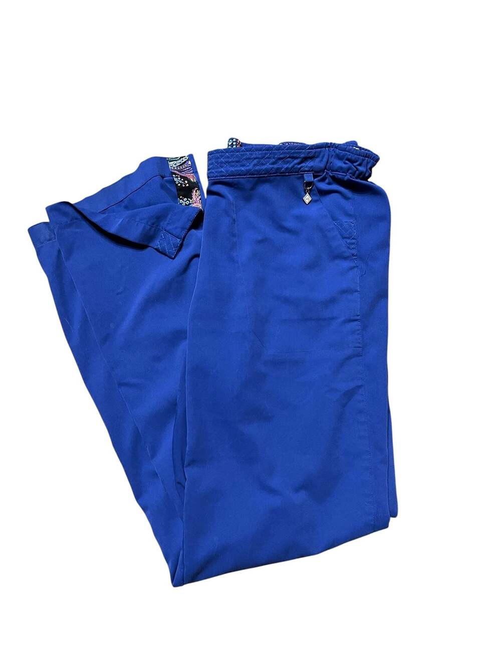 Vera Bradley Blue Scrub Pants with Paisley Trim